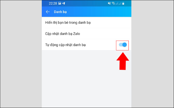 tắt đồng bộ danh bạ zalo