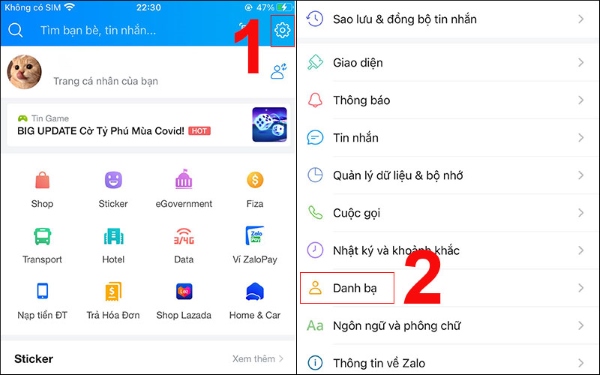 tắt đồng bộ danh bạ zalo