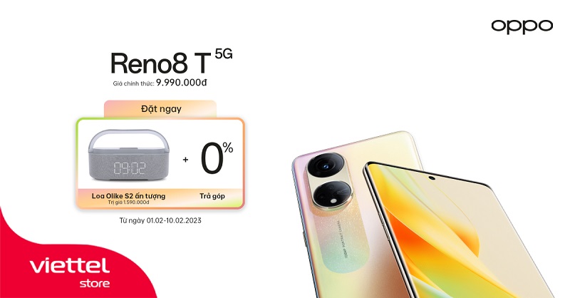 OPPO Reno8 T 5G (128GB) – Rước quà trị giá 1.590.000đ tại Viettel Store