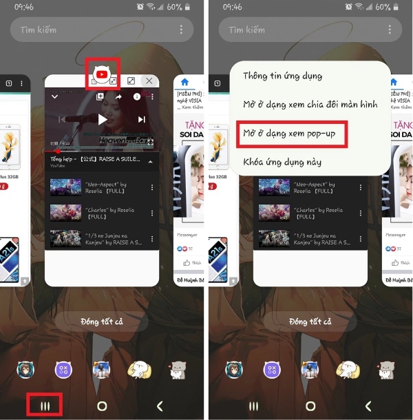 mở cửa sổ pop-up trên samsung a12