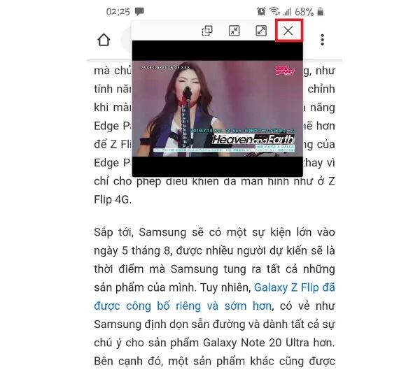 mở cửa sổ pop-up trên samsung a12