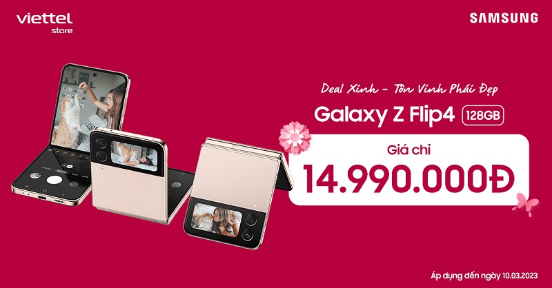Deal xinh – Tôn vinh phái đẹp Samsung Galaxy Z Flip4 128GB giá chỉ 14.990.000đ