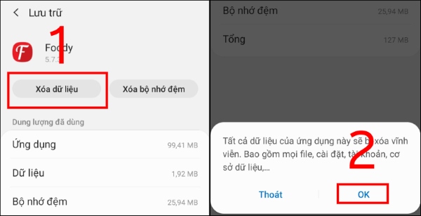 vào ứng dụng bị văng ra android