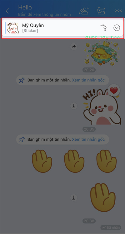 Tin nhắn được ghim xuất hiện ngay dưới tên của nhóm