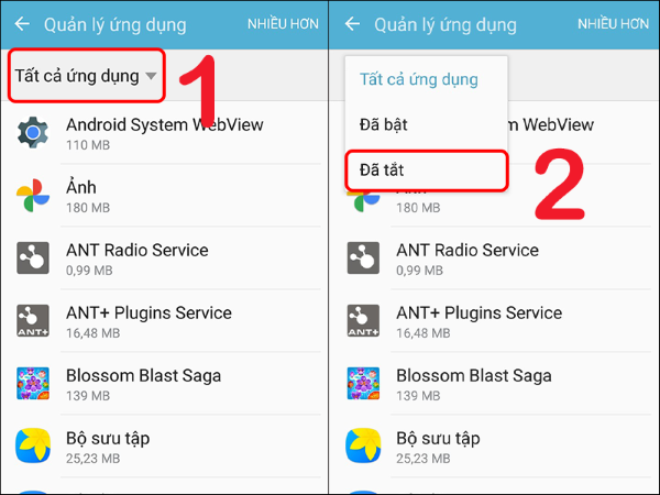 ứng dụng bị ẩn