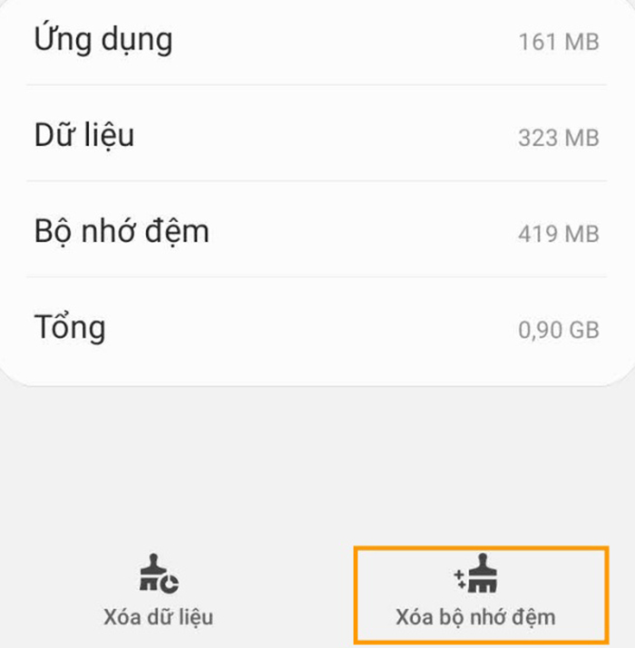 Xóa bộ nhớ đệm trên Samsung của một ứng dụng bất kỳ