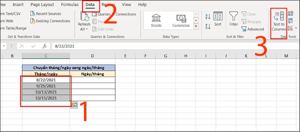 định dạng ngày tháng trong excel