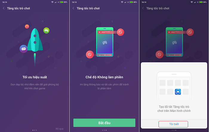 Chọn bắt đầu rồi thực hiện các tác vụ khác