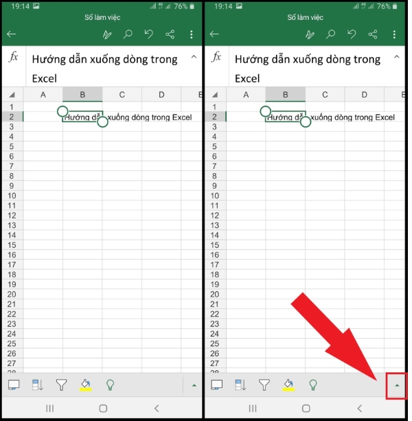 xuống dòng trong excel