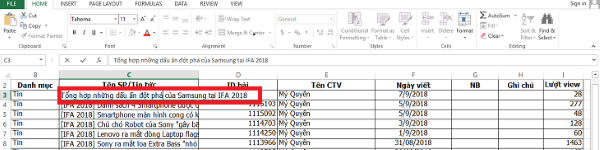 xuống dòng trong excel