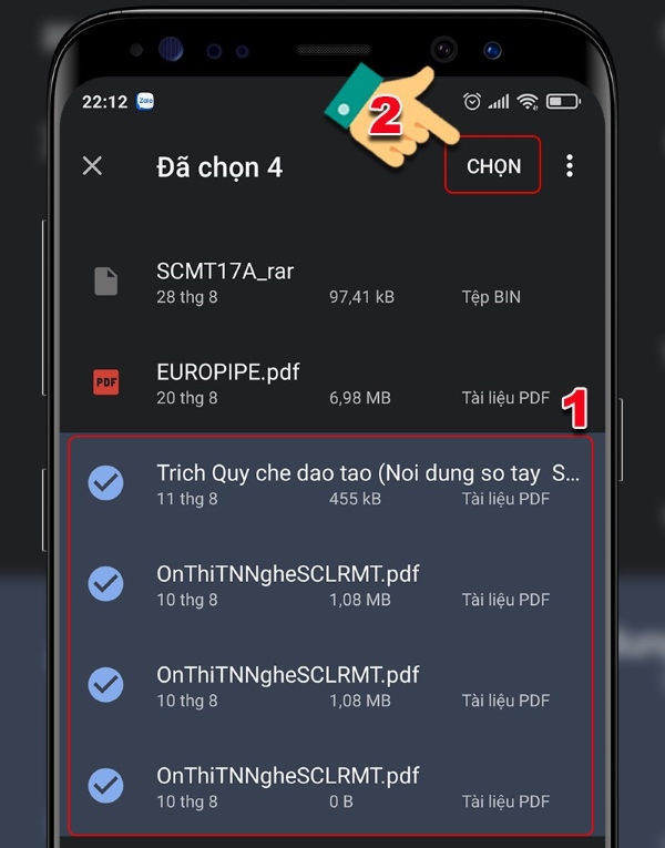 Chọn file muốn gửi đi