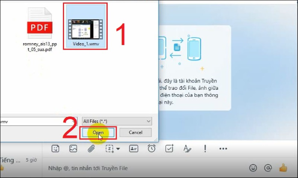Chọn tệp tin gửi đi