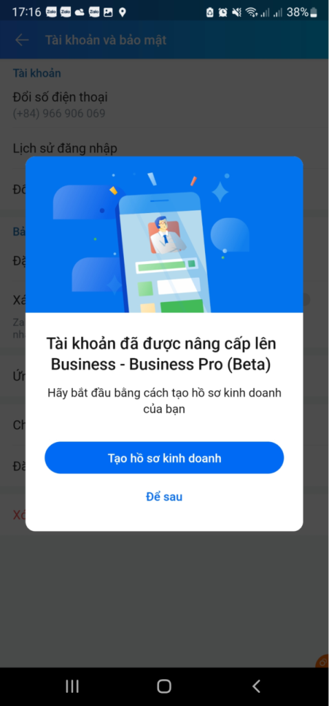 đăng ký Zalo Business