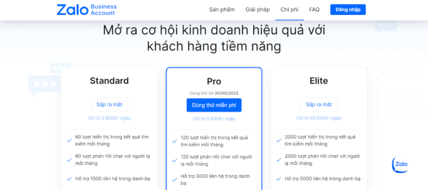 đăng ký Zalo Business