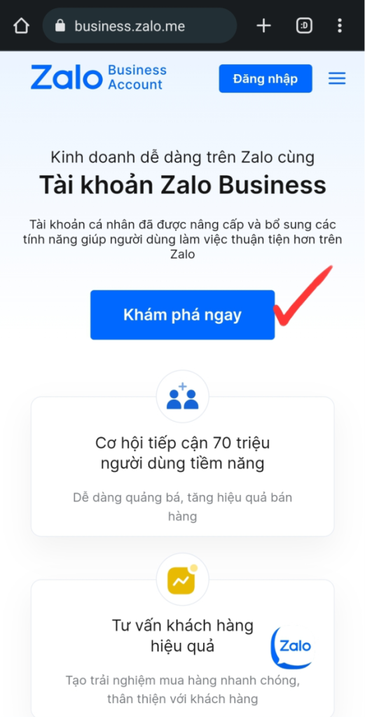 đăng ký Zalo Business