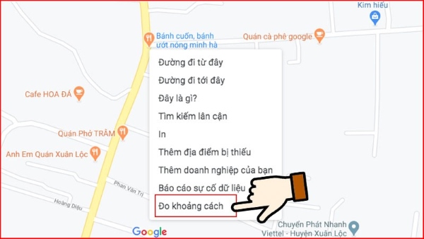 đo khoảng cách trên Google Maps
