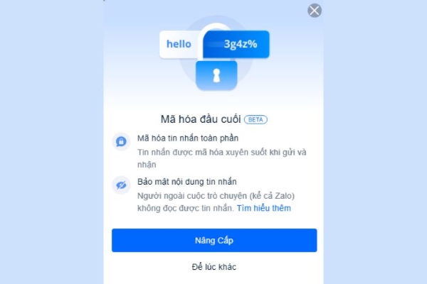 mã hóa đầu cuối Zalo là gì