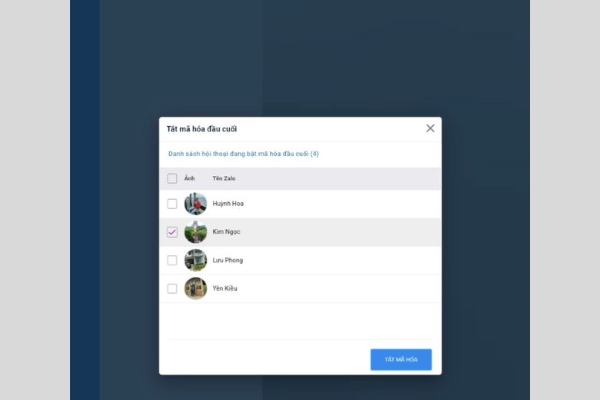 mã hóa đầu cuối Zalo là gì