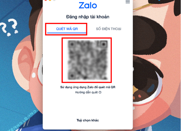 quét mã QR trên Zalo máy tính