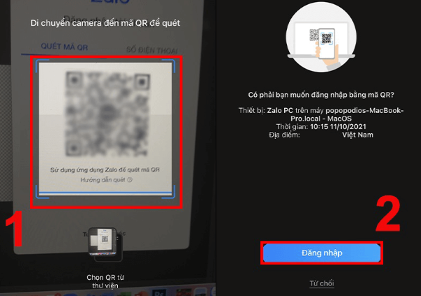 quét mã QR trên Zalo máy tính