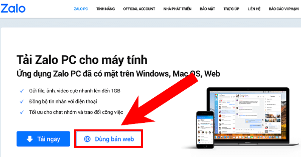 quét mã QR trên Zalo máy tính