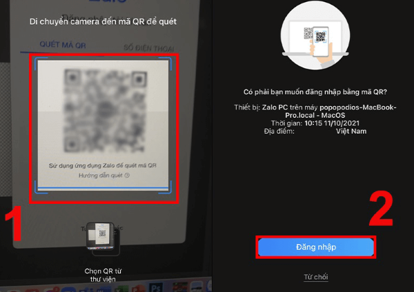 quét mã QR trên Zalo máy tính