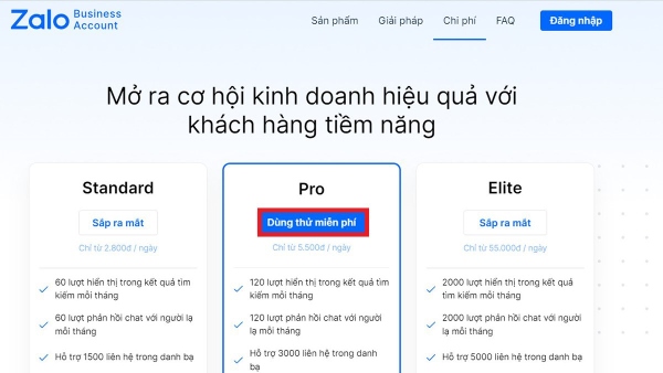 tài khoản Business Zalo là gì