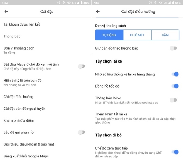 xem tốc độ di chuyển trên Google Maps