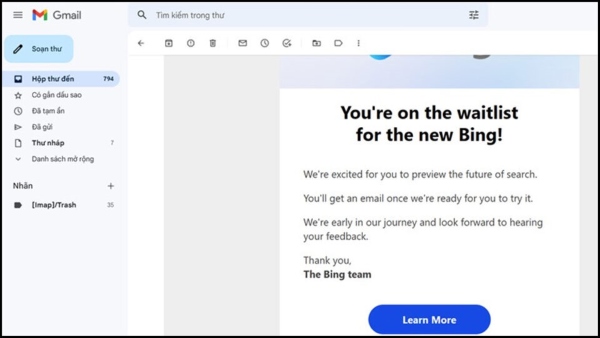 Hệ thống sẽ gửi đến một email xác nhận tài khoản đăng ký thành công