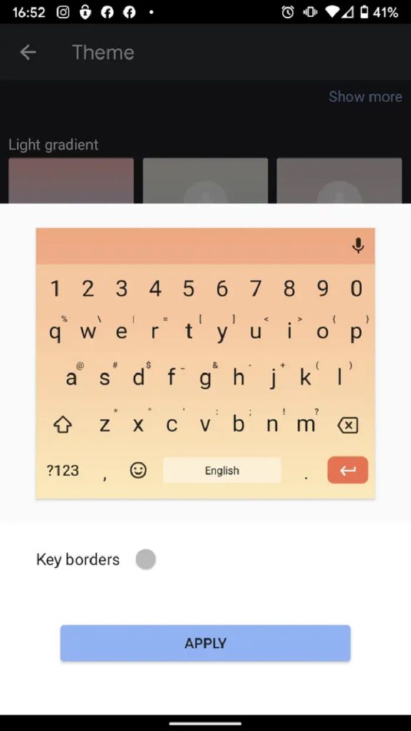Hoàn tất quá trình cài đặt thay đổi hình nền cho bàn phím