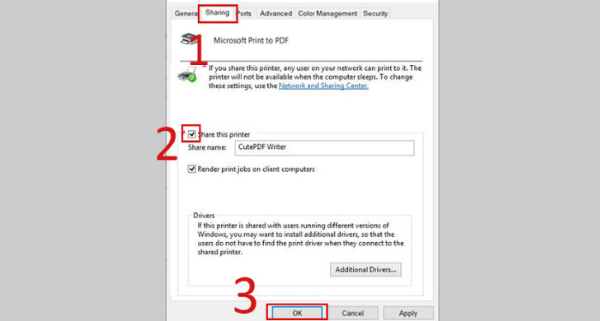 cách kết nối 2 máy tính với 1 máy in