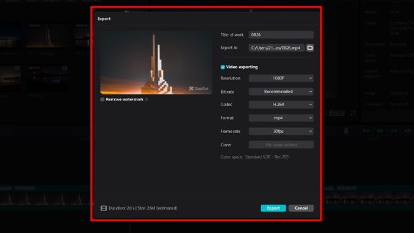 cách lưu video trên capcut