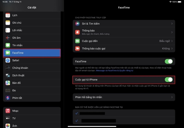 Tắt kích hoạt mục Cuộc gọi từ iPhone
