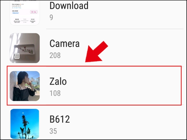 Tìm thư mục ứng dụng có tên Zalo
