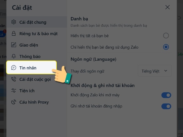 Nhấn vào biểu tượng bánh răng Cài đặt
