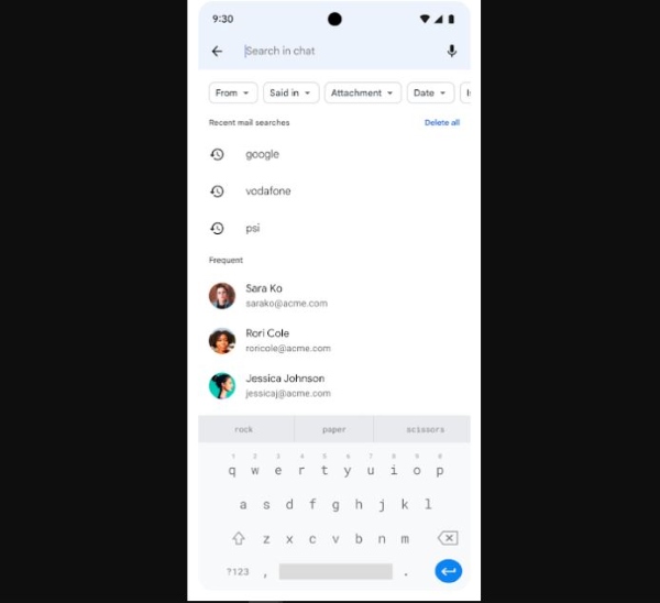 Bạn nhập cụm từ tìm kiếm để tìm tin nhắn trong Google Chat