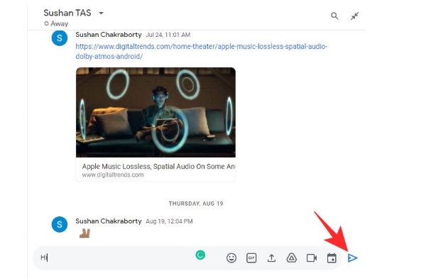 Nhấn vào biểu tượng Gửi để gửi tin nhắn đi