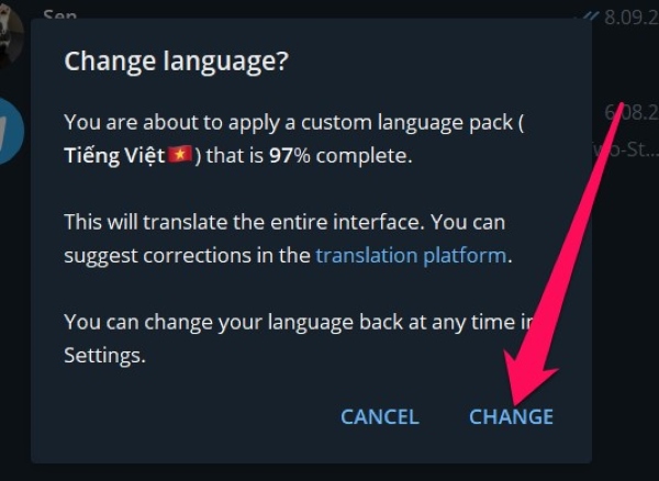 cài tiếng việt cho Telegram trên điện thoại