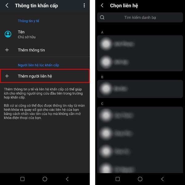 Chọn thêm địa chỉ liên hệ trong danh bạ.