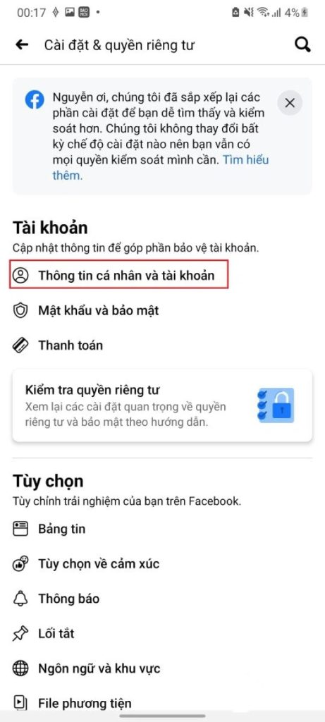 đổi tên Facebook