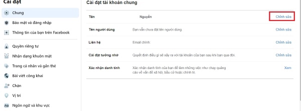 đổi tên Facebook