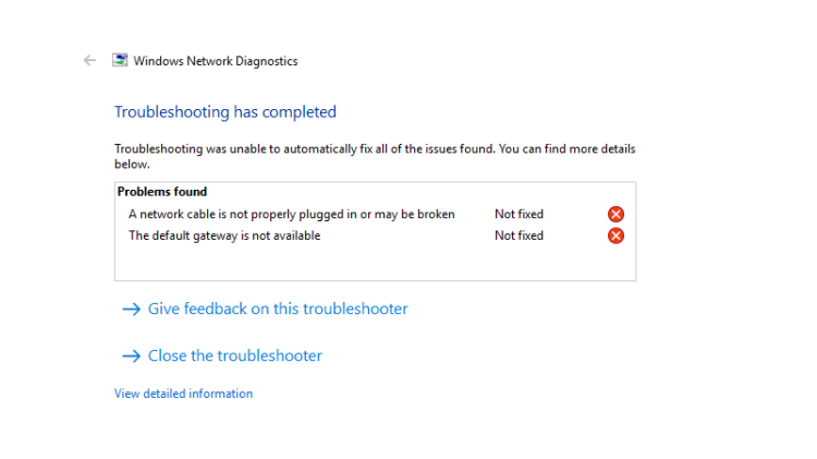 Tìm hiểu về lỗi A network cable is not properly plugged in or may be broken