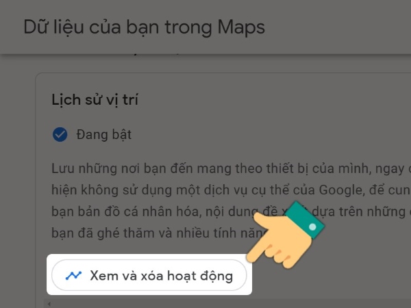 Nhấn vào Xem và xóa hoạt động