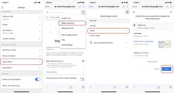 Cách xóa lịch sử tìm kiếm Google Map trên Android