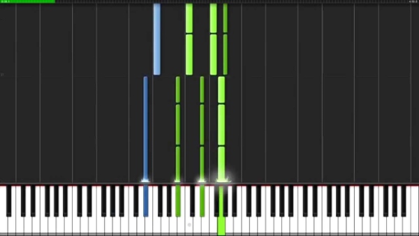 Giao diện của phần mềm chơi piano Synthesia trên máy tính