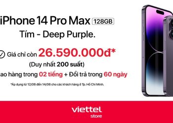 [Duy nhất 200 suất] iPhone 14 Pro Max 128GB màu Tím giá chỉ còn 26.590.000đ