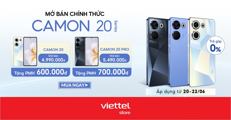 Viettel Store chính thức mở bán TECNO CAMON 20 Series trên toàn quốc