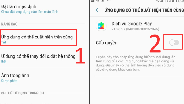 Chọn mục Ứng dụng có thể xuất hiện trên cùng