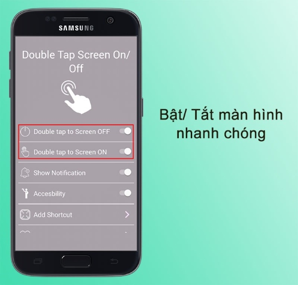 Ứng dụng chạm 2 lần mở màn hình samsung