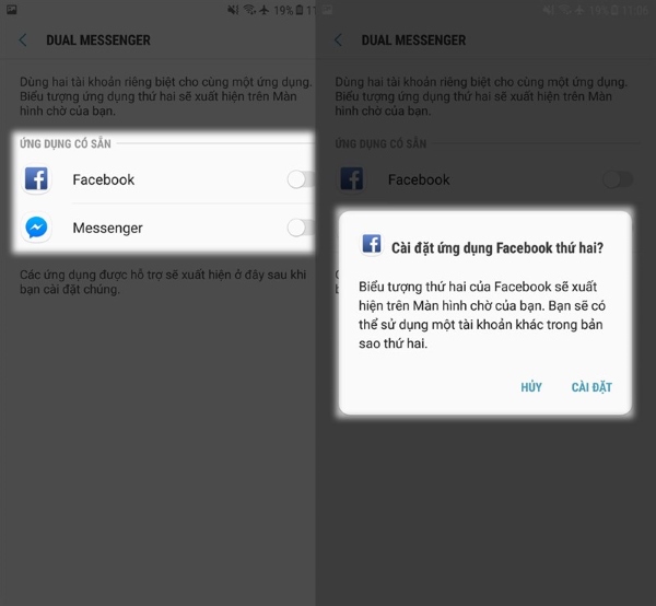 Ứng dụng kép trên samsung